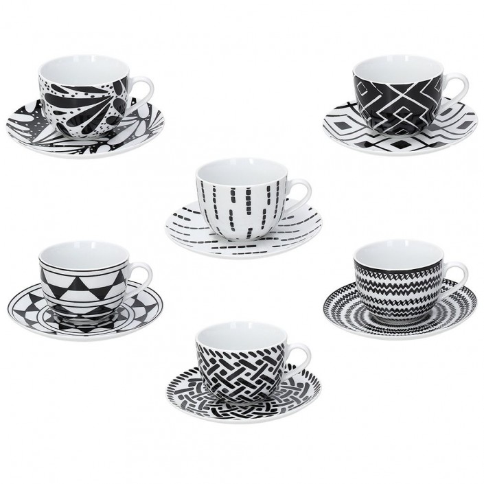 Filiżanki do herbaty Tognana Mandala Black - 6 szt.