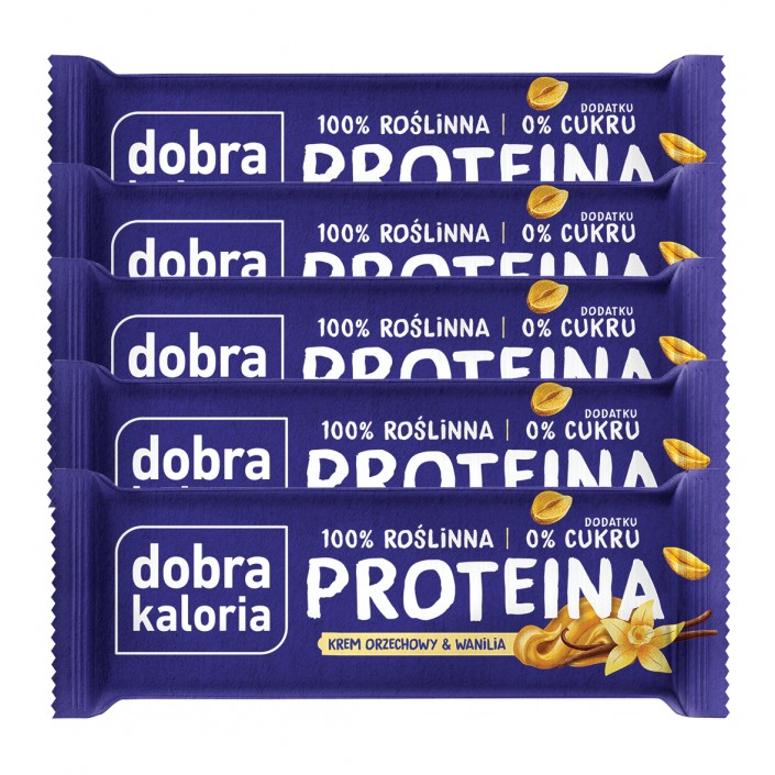 DOBRA KALORIA Baton proteinowy Krem Orzechowy & Wanilia KUBARA x 5szt.