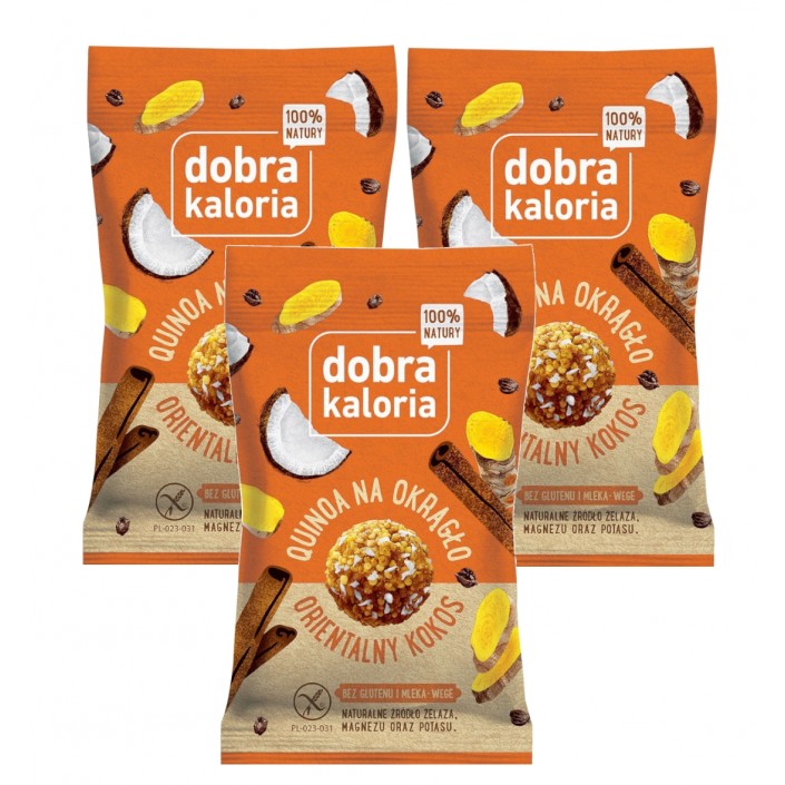 DOBRA KALORIA Quinoa na okrągło - Orientalny Kokos KUBARA x 3 szt.