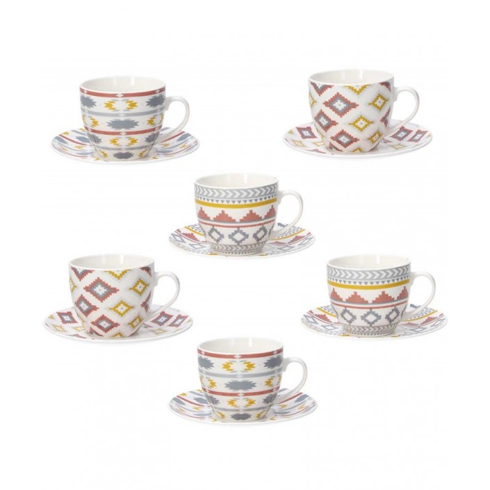 TOGNANA IRIS KILIM KOMPLET 6 FILIŻANEK Z PODSTAWKAMI DO HERBATY 200 ML