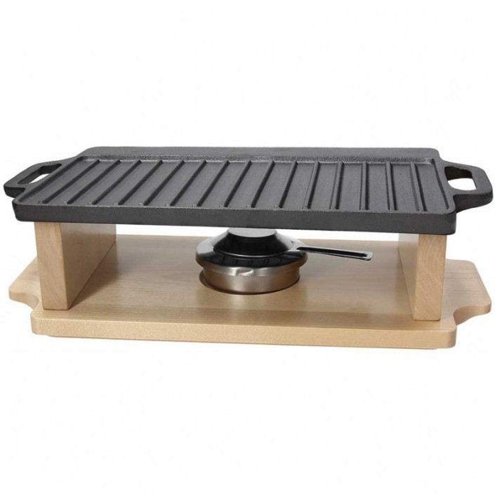 TOGNANA FUSION TASTE GRILL 37 X 33 CM Z DREWNIANĄ PODSTAWKĄ I STALOWYM PALNIKIEM