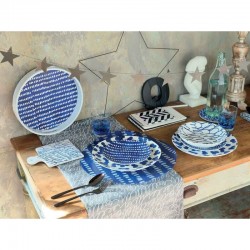 porcelanowy serwis obiadowy w biało - niebieskie wzory Tognana Ulay, 18 elementów