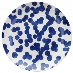 Porcelanowy talerz obiadowy w granatowe kropki Tognana Ulay