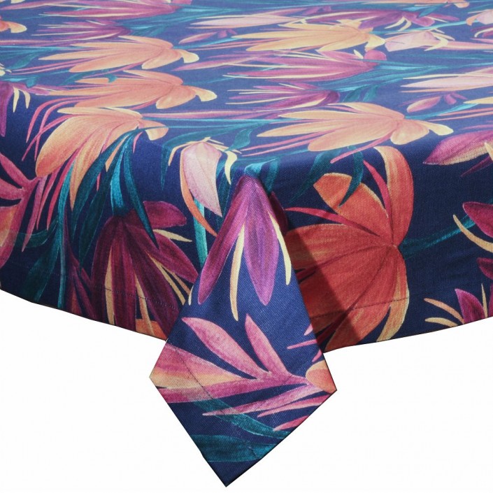 Granatowy obrus w liście Tognana Moon Ohana 140 x 180 cm