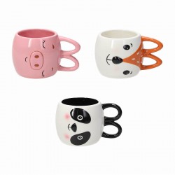 kubek zwierzak z uszami Tognana Funny Face 450 ml: świnka, lis, panda