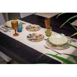 porcelanowy serwis obiadowy w kwiaty Tognana Moon Coventry 18 elementów, beżowy bieżnik Basic