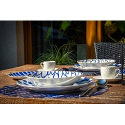 porcelanowy serwis obiadowy w niebieskie wzory Tognana Ulay 18 elementów