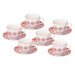 komplet porcelanowych filiżanek do herbaty z podstawkami Tognana Coral, styl marokański